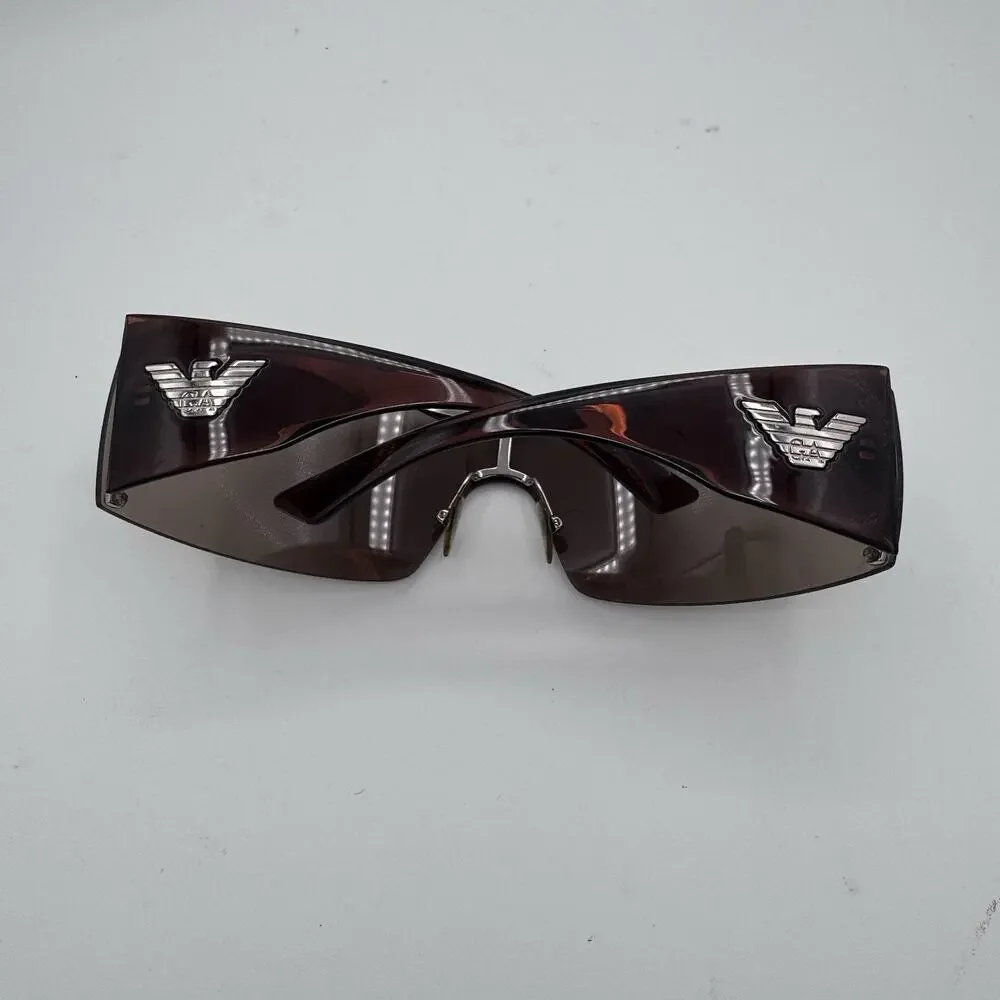 Vintage Emporio Armani EA 9423/S Shield Sunglasses Brown Y2K Made in Italy